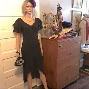Vintage Deadstock Dress Black Bias Cut Special Occasion No Damage sz 9/10
